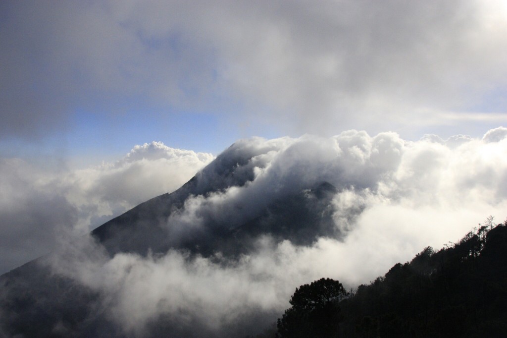 Cloud-covered Fuego