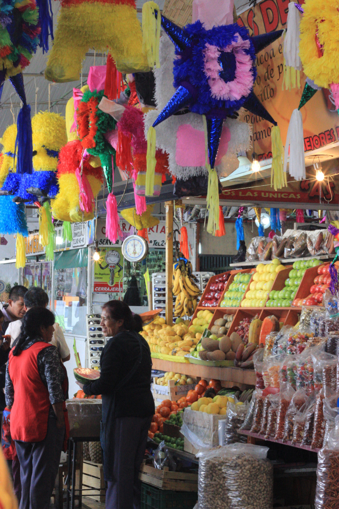 Another glimpse of one of Puebla's market halls. The things hanging down from the top are Piñatas, that are also sold everywhere