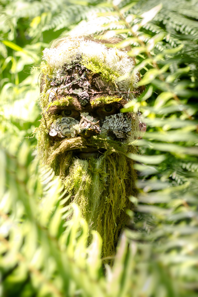 There's at least seven different kinds of moss glued to the mask.