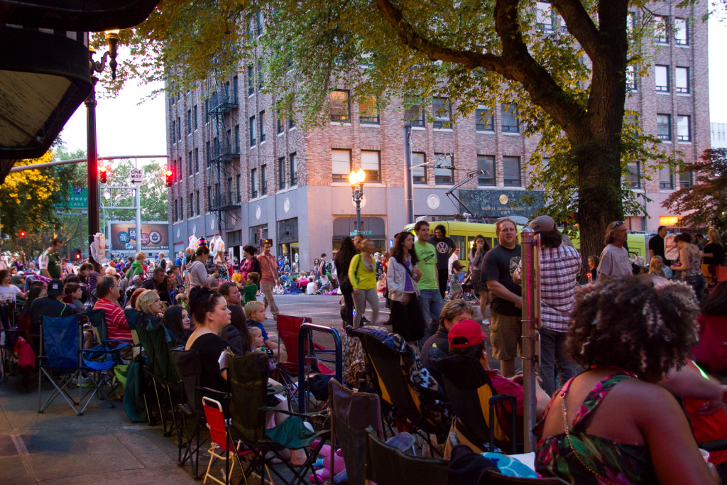 People waiting for the parade to start