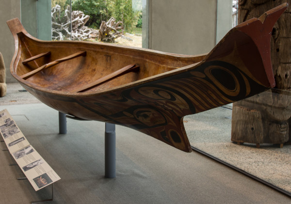 Replica canoe of the Haida (Haida =  indigenous people of the Pacific Northwest Coast of North America)